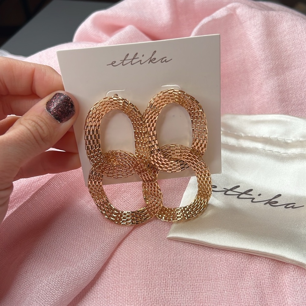Ettika double hope chain link flexiblee gold studs earrings brand new - Picture 2 of 10